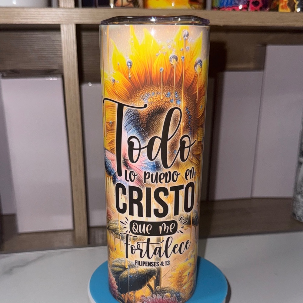 20ozSpanish Bible Verse”Todo lo puedo en cristo que me fortalece”filipenses 4:13